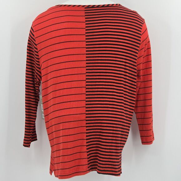 Ali Miles Mixed Stripe Print Tunic Blouse Top Womens Size XL Boho Patchwork - Picture 3 of 9